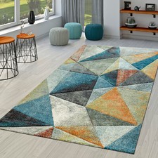 Tapis Pile Courte Chambre Adulte Salon Modern Vintage Abstrait Motif Geometrique