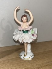 Figurine Danseuse Ballerine En Porcelaine De Dresden Détail Tutu Estampillé 11cm