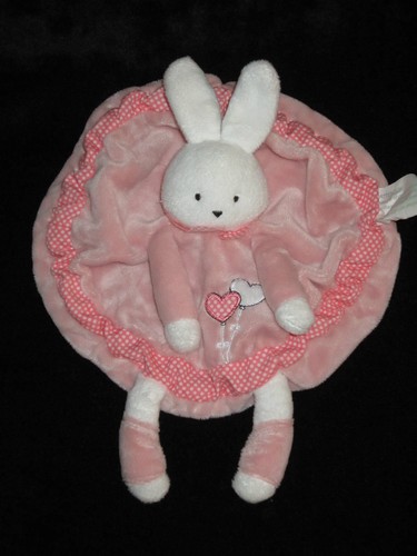 Doudou rond plat lapin blanc - doudou,