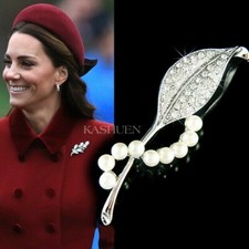 Broche De Mariage En Cristal Swarovski Avec Feuille De Perle