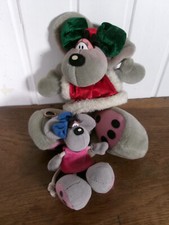 Lot Peluche DIDDL Diddlina Gris Noel + porte clef robe rouge rose