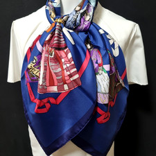 RARE VINTAGE HERMES Foulard en soie "Hello Dolly" Carre 90 Duty-free US