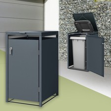 Abri pour poubelle 240L en acier anthracite 68x80x116,3 cm avec poignées 2 clés