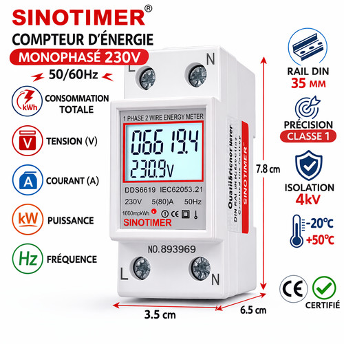 Compteur énergie monophasé - compteur,