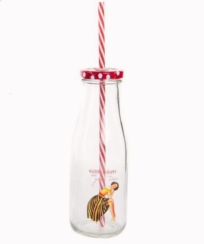 Bouteille verre déco pin - verre,