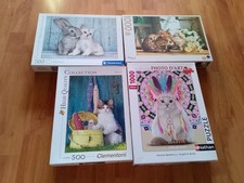 LOT DE 4 PUZZLES CHATS.  TEO JASMIN NATHAN  CLEMENTONI 2 De 1000 Pièces 2 De 500