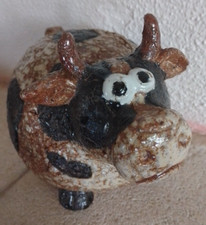 VACHE en CÉRAMIQUE craquelée émaillée décoration Collection signée ATHEZZA