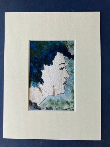 Portrait profil bleu dessin - portrait, au
