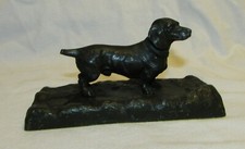 CHIEN TECKEL EN REGULE façon bronze PRESSE-PAPIERS ANCIEN