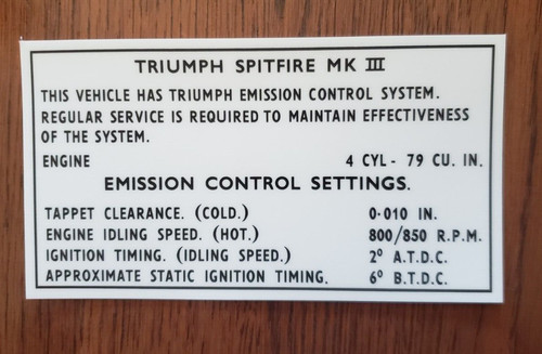 Triumph spitfire mk3 emission - spitfire,