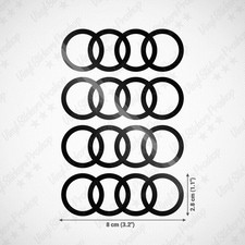 4 stickers AUDI 8 cm NOIR Brillant logo tuning anneaux déco bas de caisse kit