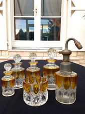 ENSEMBLE DETOILETTE VALEMBERT-CRISTAL VAL ST LAMBERT-ART DECO-6 PIECES BICOLORE