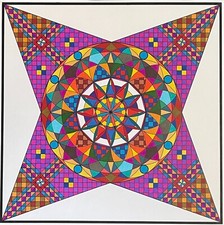 Abstraction abstrait Op art Cinétique grande encre 48/48 cm vers 1993 France