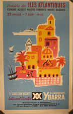 Affiche ancienne originale Villemot croisières entoilée 1960