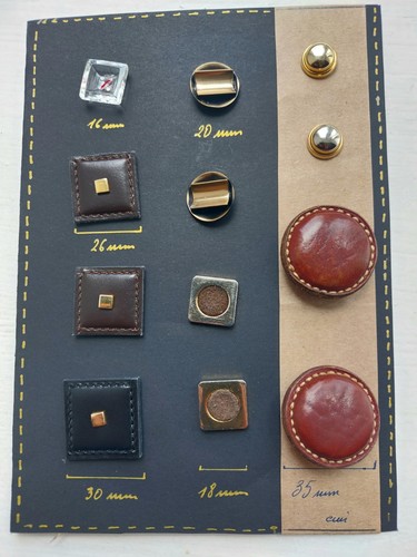 Boutons cuir verre - cuir, ,