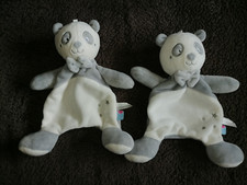 doudou panda plat gris blanc