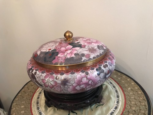Cloisonne bonbonniere pot - cloisonne,