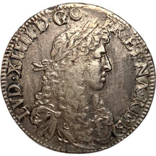 Louis XIV (1643-1715) Ecu de Béarn au buste juvénile 1669 Pau