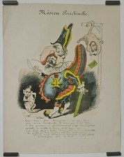 Mosieu Porichinelle	Circa 1870 Estampe en couleur Politique Caricature