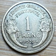 PIECE 1 FRANCS MORLON 1935 BRONZE ALUMINIUM (1235) RECHERCHÉE