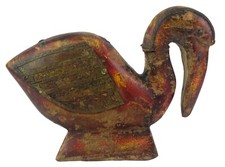 Antique Vieilli Finition Rustique Laiton Ajusté Bois Canard Figurine Table Décor