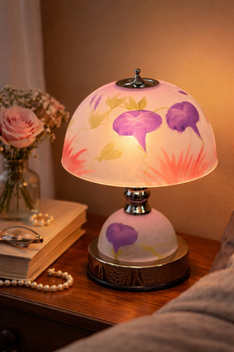 Lampe tactile florale verre - tactile,