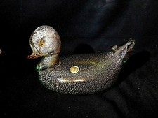 Vntg Murano Italy Art Glass Iridescent Duck Silver Fleck 7 1/2" Long 2 lbs 7 Oz
