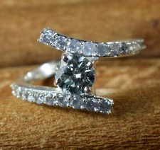 Bague certifiée solitaire diamant bleu 1,25 ct 6 x 6 mm coupe ronde voir vidéo