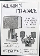 1930'  Antiquité Art Déco Aladin France Dael Lampes Flambeaux Old Publicité