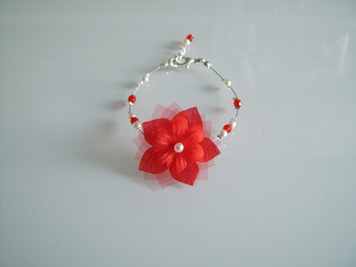 Bracelet rouge blanc ivoire - bracelet, rouge/blanc/ivoire