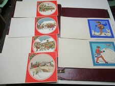 BEL ENSEMBLE 4 CARTES DE VOEUX Signées "HARRY ELIOTT" 1950 DILIGENCES ANGLAISES