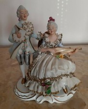 Groupe sujet  personnage figurine couple en porcelaine de Saxe de Dresden
