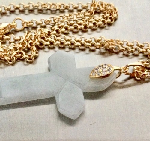 Collier croix jade - collier,