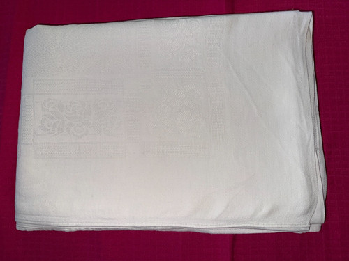 Nappe coton damassé blanc - nappe,