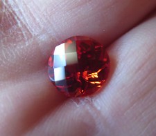 SAPHIR VERNEUIL MANDARINE FORME RONDE TAILLE échiquier 9 mm qualité joaillerie