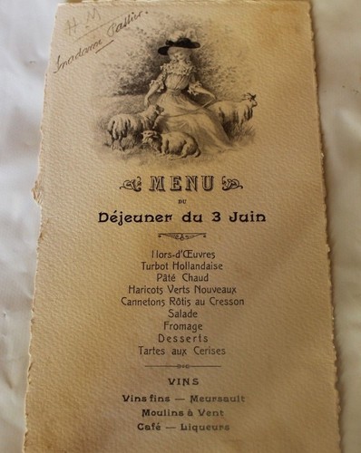 Ancien menu décor bèrgere - ancien,