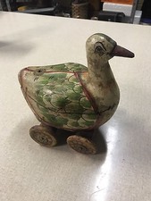 Art Deco Carved Wood Duck