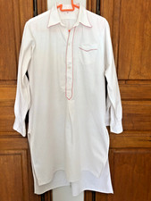 VINTAGE CHEMISE DE NUIT - LIQUETTE EN COTON PILOU-  liseré rouge - FEMME T. 40