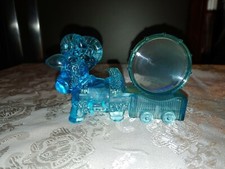 Vintage Blue Plastic Magnifying Glass Toy Hong Kong Sheep & Cart