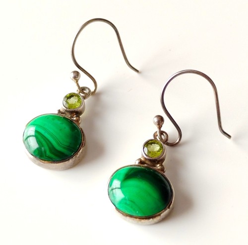 Boucle oreille malachite - d'oreille, en