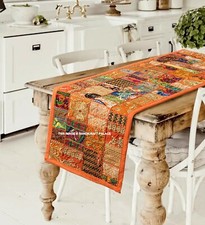 Chemin De Table Patchwork Style Vintage Rajasthani Brodé À La Main