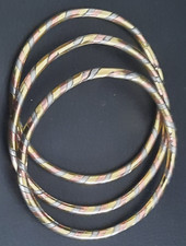 ENSEMBLE 3 BRACELETS JONCS TRICOLORES EN CUIVRE VINTAGE PROVENANCE GHANA AFRIQUE