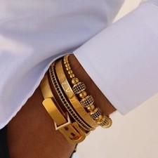 Bracelet pour Homme plaqué or 18k en acier inoxydable/ Bracelet type créateur
