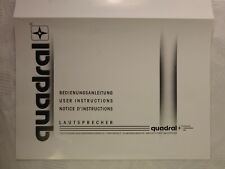 Ancienne Notice D'Utilisation Quadral Haut-Parleurs