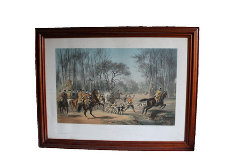 Ancienne gravure chasse - , à