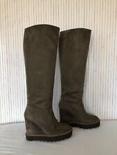 Bottes compensées Cuissardes Stella Mc Cartney daim Marron P.40