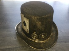 Expédié de Paris - Chapeau Steampunk Haut de Forme Lunettes Goggle Marron Rétro 