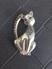 broche chat bijou en argent et