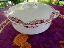 Soupière Légumier Faience Saint Amand Céranord Modèle 661 Floral Rose Vert 35cm