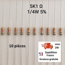 Résistance 5,1Kohm 10 pièces
